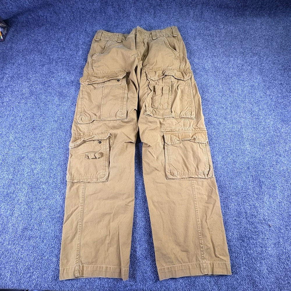 Eddie Bauer Cargo Pants Men's 33x32 Tan Utility Multi Pocket Gorpcore Distressed